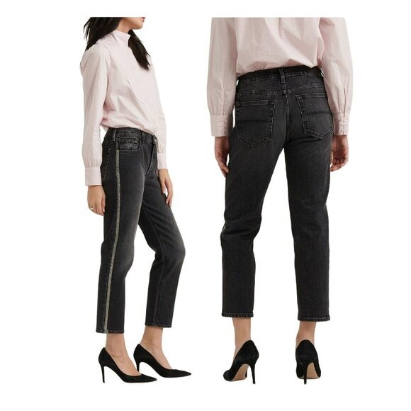⭐Lucky Brand Sienna Slim Boyfriend Jean 00/24 Women Mid Rise Metallic Stripes⭐ - Picture 1 of 12